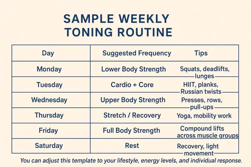 Achieving the Perfect Tone: How Often Should You Exercise for Results? 4 Weekly exercise Walthams Cross plan graphic