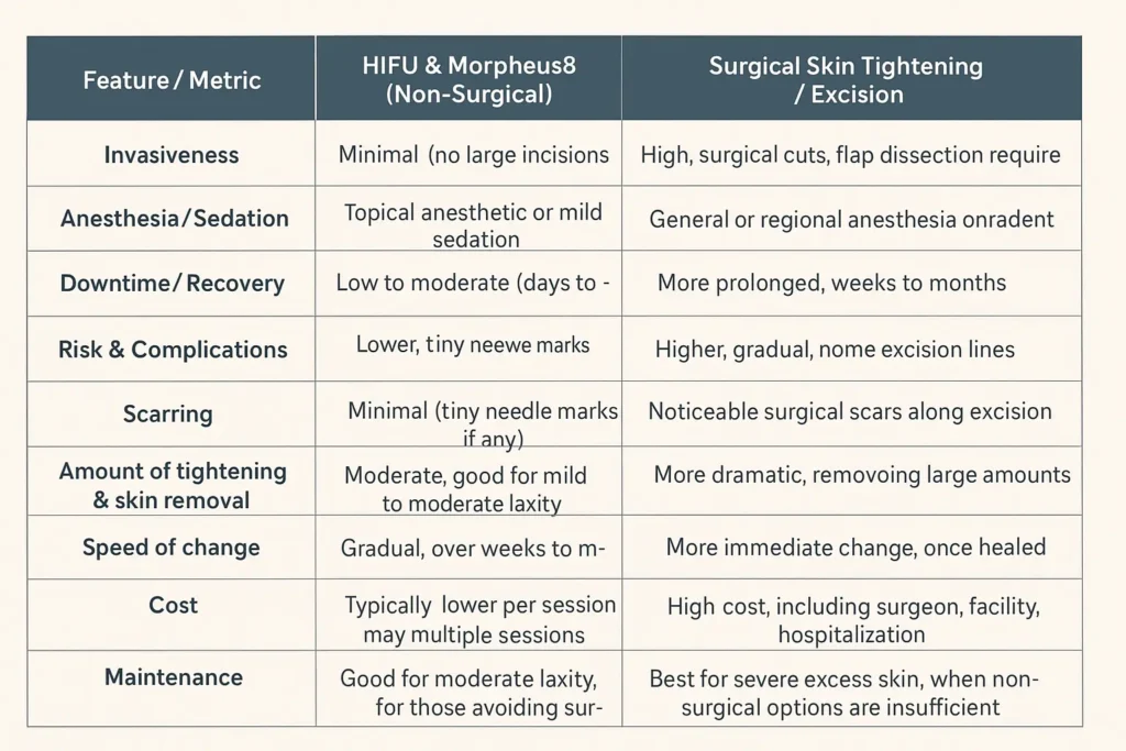 The Science of Skin Tightening 2 Table of skin tightening Walthams Cross benefits compared to surgical options