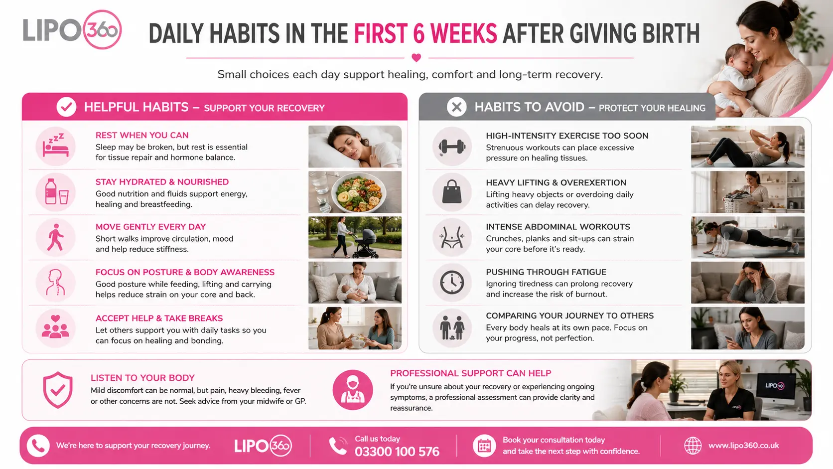 What to Do (and Avoid) in the First 6 Weeks After Giving Birth To Avoid Diastasis Recti 3 First 6 Weeks After Giving Birth To Avoid Diastasis Recti Walthams Cross : Daily Habits in the First 6 Weeks After Giving Birth